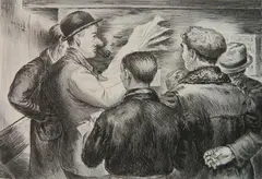 Minna Citron, - ''Doping the Horses''-, lithograph, ca. 1940
