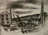 George Constant, - ''96th St. and Riverside Dr''-, drypoint, ca. 1935
