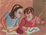 Joseph Leboit, - ''Curiosity''-, silkscreen in color, ca. 1935-43