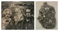 William Schwartz, - ''Twain, Whitman and Poe''; '', Lithograph #25''- 2 lithographs, ca. 1930, one is