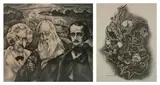 William Schwartz, - ''Twain, Whitman and Poe''; '', Lithograph #25''- 2 lithographs, ca. 1930, one is