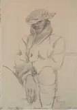 Paul Travis, - French Soldier-, graphite on paper, 1919, initialed 'P. B. T.' and