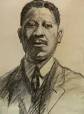 Paul Travis, - Portrait of Man-, charcoal on paper, 1920