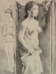 - ''The Screen''- by Raphael Soyer, lithograph, offered Feb 2019