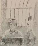 Raphael Soyer, - ''Self-Portrait with Model'' (Cole 81)-, lithograph, 1959-60