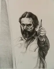 Sigmund Abeles, - ''Measuring Up (Self Portrait)''-, lithograph