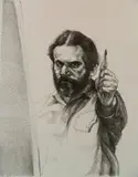 Sigmund Abeles, - ''Measuring Up (Self Portrait)''-, lithograph