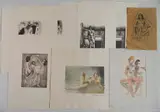 Hilliard Dean, - Figure Studies- 5, lithograph, 1 etching, 1 watercolor and 1 charcoal on paper, all are