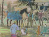 Joseph B. O'Sickey, - Spectators at Race Track-, pastel on brown paper, 1999