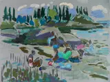 - ''Picnic on Beach''- by Joseph B. O'Sickey, oil and marker on paper, estate, offered Feb 2019