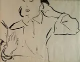 Joseph B. O'Sickey, - ''Algesa Reading''-, ink on paper