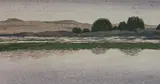 Micah Schwaberow, - ''Journey by Still Waters''-, woodcut in colors, 1998