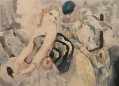 Micao Kono, - Harlequin-, etching in color, c. 1920