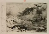 Félix Buhot, - ''L'Orage'' (Bourcard and Goodfriend 145 v/VII)-, etching, drypoint and roulette, 1879