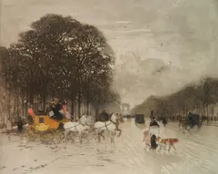 Amédée-Julien Marcel-Clément, - ''Champs Elysees''-, aquatint in color, 1903