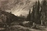 Samuel Palmer, - ''The Early Ploughman'' (Lister 9)-, etching, ca. 1861, good condition