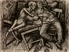 - ''Gone''- wood by Albert Abramovitz, engraving, offered Dec 2018