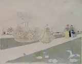 Édouard Vuillard, - ''Le Jardin des Tuileries'' (Roger-Marx 28)-, lithograph in color on chine volant, 1896