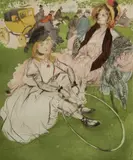 Jacques Villon, - ''Autre Temps: 1830'' (Ginestet & Pouillon E97 iii/III)-, aquatint and drypoint in color with hand-coloring, 1904