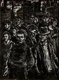 Albert Abramovitz, - ''From the Factory''-, woodcut