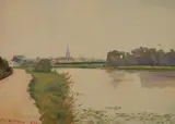 Ora Coltman, - ''The Thames at Henley''-, watercolor on cardboard, 1902