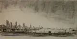 Gerald Geerlings, - ''Today and Tomorrow (Chicago)'' (Czestochowski 19 i/VII)-, drypoint with chalk additions, 1930