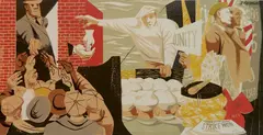 Anton Refregier, - ''San Francisco '34 Waterfront Strike''-, silkscreen in color, 1949
