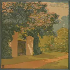 Helene Mass, - ''Flieder''-, woodcut in color