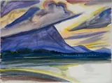 Paul B. Travis, - African Landscape with Mountain-