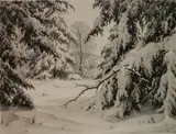 Ronau W. Woiceske, - ''Mountain Pines''-, drypoint and aquatint
