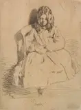 James A. M. Whistler, - ''Annie Seated'' (Kennedy 30)-, etching, heavily mat burn. 5 1/16 x 3 11/16''