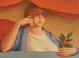 George Tooker, - ''Woman Holding a Sprig of Laurel''-, lithograph in color