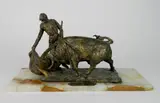 - Bullfighter and Bull- by Humberto Peraza, bronze sculpture set on marble plinth, offered Dec 2018