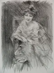 Albert de Belleroche, - Seated Woman-, lithograph, ca. 1910