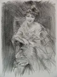 Albert de Belleroche, - Seated Woman-, lithograph, ca. 1910
