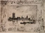 Félix Buhot, - ''Westminster Palace'' (Bourcard and Goodfriend 155)-, etching, 1884