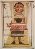 Massimo Campigli, - ''Donna al Telaio'' (Meloni 141)-, lithograph in colors, 1951