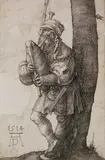 Albrecht Durer, - ''The Bag-Piper'' (Meder 90);(Strauss 76)-, etching, 1514, some repaired paper loss, not part of