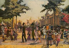 Pierre Gatier, - ''Le Promenade Des Champs-Elysees'' (Gatier 70)-, aquatint in color, 1910
