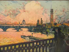 Pierre Gatier, - ''DuPort Charring Cross Bridge'' (Gatier 87)-, aquatint in color, 1911