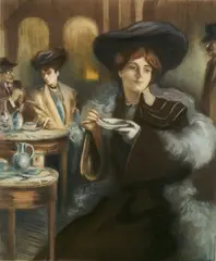 Pierre Jeanniot, - ''Five O'Clock''-, aquatint in color, 1908