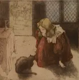 Alfredo Müller, - Interior (Livorno 3)-, etching in color, ca. 1897