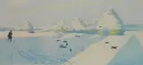 Richard Ranft, - ''Les Mou Sous La Neige''-, aquatint in color, 1901