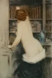 Manuel Robbe, - ''La Bibliothecaire'' (Merrill-Chase 13)-, aquatint in color, 1906