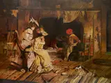 Harry Roseland, - Fortune Teller-, oil on canvas, some restoration