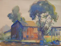 Karl Kappes, - House in Landscape-, watercolor on paper