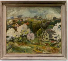 Schmidt, - Summer Landscape with Houses-, oil on canvas, partial signature lower right, right side cut down some