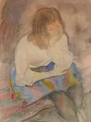 - ''Problem''- by Raphael Soyer, watercolor and graphite on paper, offered Oct 2018