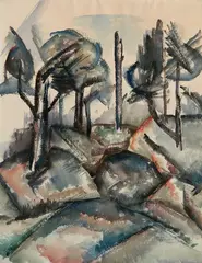 - Landscape with Trees- by Norman Lewis, watercolor on paper, 1948, offered Oct 2018