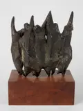 Barbara Neijna, - Five Figures-, bronze sculpture, very good condition. 6 3/8''h (excluding base) Remnants of an